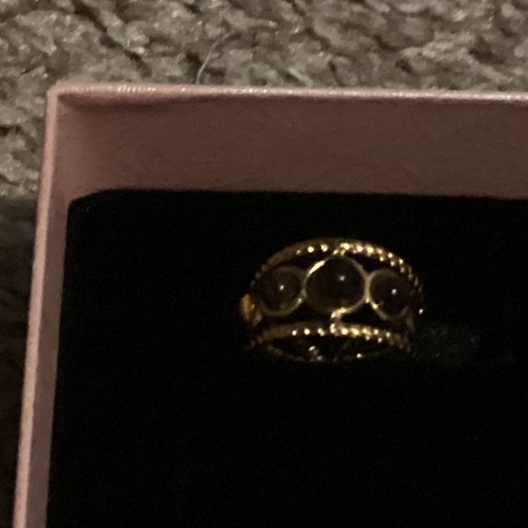 New 14K Gold Plated Brown Gemstone Boho Ring - Picture 3 of 3